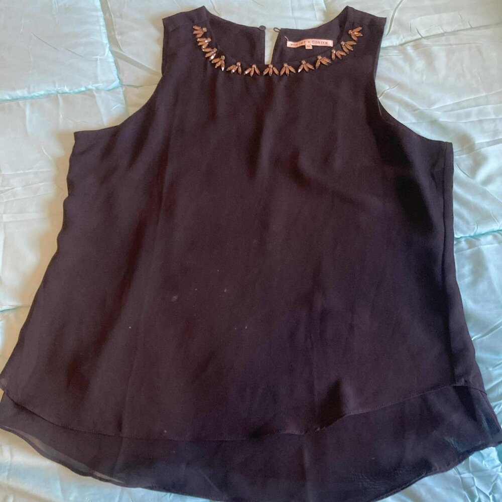 Sleeveless Black Office Blouse (Size M)